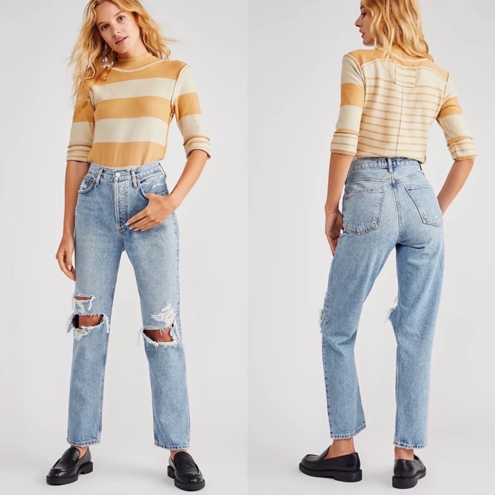 NWT AGOLDE Fen High Rise Relaxed Taper Denim Jeans Size 24